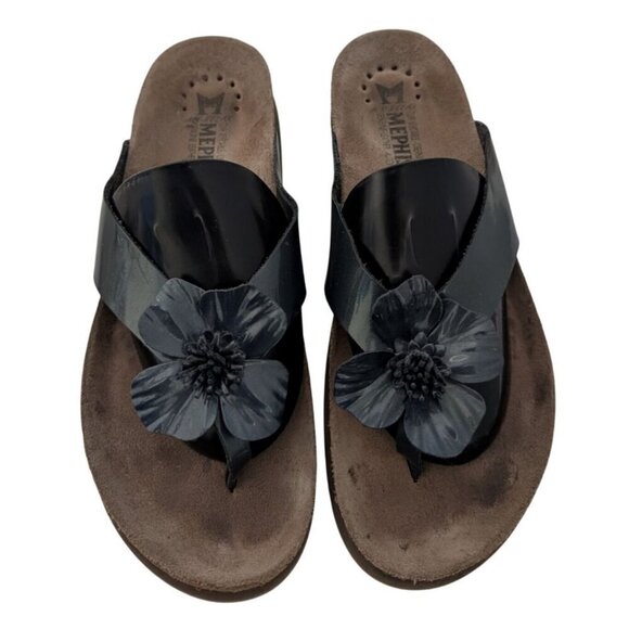 Mephisto Violette Sandals Women 10 Green 3D Floral Thong Flip Flop Women Size 10 - Picture 2 of 8